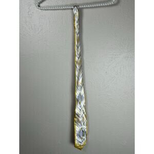 Salvatore Pellegrino Tie Silk Handmade Shiny Gold Silver Long Necktie Italian